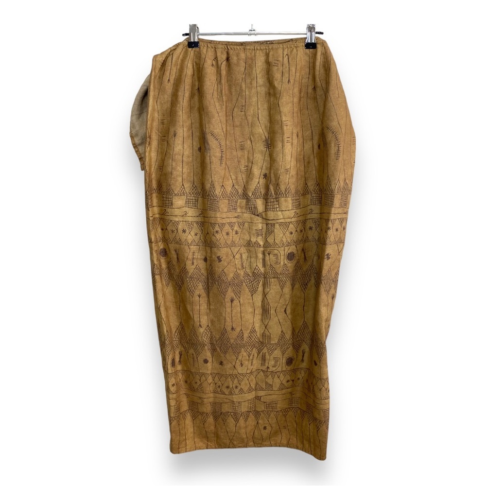 Ralph Lauren - Tan Aztec Print Midi Wrap Skirt - Size 14 NWOT - Picture 3 of 6